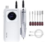 45000RPM Cordless Nail Drill Machine, 2000mAh Rechargeable Electric Nail File with 6 Bits, Lightweight Professional Manicure Grinder for Acrylic Gel Nails(A)