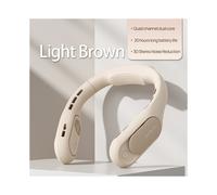 (4500mah Brown) LBQ JISULIFE Portable Neck Fan Rechargeable 4 Speeds Bladeless FANS with