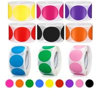 4500Pcs Coloured Dot Stickers, 25mm/1 Inch Circle Dot Self-Adhesive Waterproof Resistant Stickers for Calendar Marking, School, Office Coding, DIY Crafts, Gift Wrapping(9 Rolls)