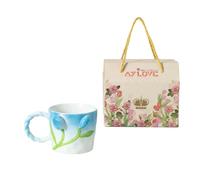 450ml/15oz ceramic three-dimensional relief mug French exquisite high temperature resistance-lake blue