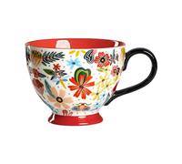450ml/15oz Creative American Hand-Painted Ceramic Mug Microwave Oven Can Use Large Capacity Breakfast Milk Cereal Cup-a sea of flowers