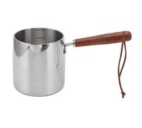 450ml/15oz Turkish Coffee Pot, 304 Stainless Steel Coffee and Butter Warmer, Milk Warmer and Milk Pot with Spout Mini Butter Coffee Milk Pot Small Saucepan with Wooden Handle