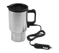 450ml Car-Safe Heated Mug 12V Stainless Steel Electric Water Heater Kettle Cup with LED Status Light and Vacuum Insulated Walls