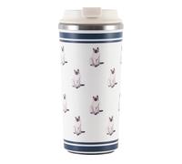 450ml Insulated Travel Coffee Mug, Ceramic-Lined Stainless-Steel Reusable Cup, Anti-Tip Suction Base, Dual-Drink Leakproof Lid, British-Style Animal Print Tumbler for Home Work Commute，Cats