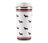 450ml Insulated Travel Coffee Mug, Ceramic-Lined Stainless-Steel Reusable Cup, Anti-Tip Suction Base, Dual-Drink Leakproof Lid, British-Style Animal Print Tumbler for Home Work Commute，Dogs