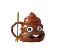 450ml Poop Ceramic Coffee Mugs with Handgrip Lid, Funny Smile Poop Cup for Home Office, Unique Creative Gift for Girlfriend, Funny Home Accessories (D)