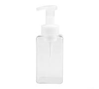 450ml Square Foaming Soap Dispenser Bottle with Pump HeadReusable Travel-Sized Foam Soap Container for Bathroom, Kitchen On-the-Go Use(Transparent)