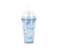 450ml Water Cup with Straw and Lid, Double Wall Reusable Plastic Cup Water Tumbler, Leak Proof Kids Water Bottles Drink Bottle for Children, Adult, School, Office, Travel, Cycling, Sports (Blue)