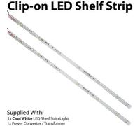 450mm Clip On Led Shelf Kit Cool White 2X Glass Illuminated Kitchen Unit Lights