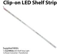450mm Clip On LED Shelf Kit COOL WHITE 4mm Glass Illuminated Kitchen Unit Light