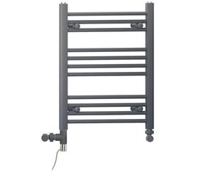 450mm Wide Anthracite Grey Dual Fuel Electric Radiator Bathroom Towel Rail Radiator With Thermostatic and Standard Electric Element UK (450 x 600 mm (h), Standard Electric Element)