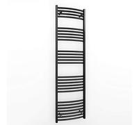 450mm Wide Curved Black Electric Pre-Filled Heated Towel Rail Radiator For Bathroom Designer UK (450mm x 1600mm (h))