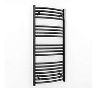 450mm Wide Curved Matt Black Heated Towel Rail Radiator Designer Bathroom For Central Heating Only (450mm x 1000mm (h))