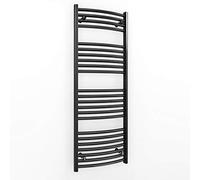 450mm Wide Curved Matt Black Heated Towel Rail Radiator Designer Bathroom For Central Heating Only (450mm x 1200mm (h))