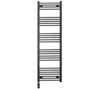 450mm Wide Matt Black Electric Bathroom Towel Rail Radiator Heater With AF Thermostatic Electric Element UK Pre-Filled (450 x 1600 mm)