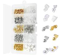 450Pcs Earring Backs, 10 Styles Earring Backs Safety Backs, Clear, Rubber, Plastic, Butterfly Shape Stoppers with Storage Box, Earrings Stoppers for Women's DIY Jewelry Supplies (4x4x3cm)