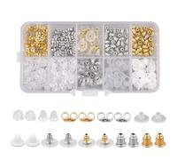 450Pcs Earring Backs Set -10 Styles Earring Stoppers Soft Transparent Safety Backs Butterfly Flower Round Shape with Storage Box for Personal Individuation DIY Ears Crafting