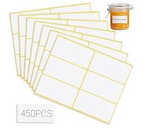 450PCS Sticky Name Labels Stickers, 100 x 50 MM Large Plain White Address Labels Stickers, Glossy Name Tags Multi Purpose, for Printing, Office, Kitchen, Supermarket, Laboratory