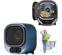 450W 18L Small Vented Tumble Dryer, Hot And Cold Air Three-Dimensional Drying, 35dB, Temperature Adjustable, Stainless Steel Tub & Filtering Device, One-Touch Knob Control,Blue