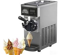 450w Commercial Hard Ice Cream Machine, Professional Soft Serve Ice Cream Maker, 4-5kg/Hour Soft Ice Cream, Lcd Panel, Automatic Cleaning, For Yogurt, Coffee, Snack Bar, Restaurant, Cream Grey