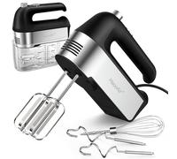 450W Electric Hand Mixer, 5 Speed Handheld Mixer with Scale Cup Storage Case, 5* Stainless Steel Accessories, Turbo Boost, Eject Button, Kitchen Mixer Food Mixer for Baking, Black