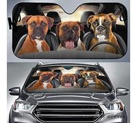 452 Car Window Covers Funny Three Boxer Dogs Driving Dog Lover Car Sun Shade Block Uv Rays Front Windshield Sun Shade Universal For Suv Car Summer