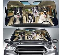 452 Front Windshield Sun Shade Tongue Out Border Collies Family Driving Car Window Covers Keep Vehicle Cooler Windscreen Cover Universal For Truck Suv Car