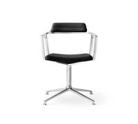 452 Swivel Chair M. Floor Glides Aluminum/ Black Leather