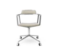 Vipp 452 Swivel Swivel Chair With Wheels Aluminum/Wavy Off White/ Light Gray