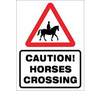 452 Warning Sign Caution Horses Crossing Weatherproof Metal Sign Poster Rust-Proof Metal Signs For Outdoor Use,Indoor 20X30Cm
