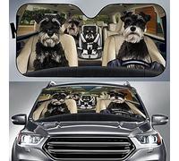 452 Windscreen Car Sunshades Funny Miniature Schnauzer Dog Family Driving Dog Lover Car Accessories Foldable Windscreen Cover Universal For Car Truck Suv