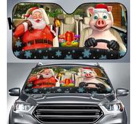 452 Windscreen Cover Funny Pig Cartoon Driving With Santa Claus Merry Christmas Car Window Covers Keep Vehicle Cooler Windscreen Car Sunshades Universal For Summer Truck Suv