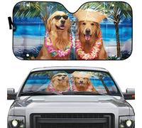 452 Windscreen Cover Golden Retriever Dogs On Vacation Car Sun Shade Foldable Car Accessories Universal For Car Truck Suv