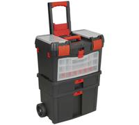 452 x 255 x 850mm Portable Tool Chest / Toolbox - Multi Compartment Wheeled Unit