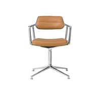 453 Swivel Swivel Chair With Floor Glides Aluminum/Camel/Leather