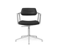 453 Swivel+ Swivel Chair with Floor Sliders Aluminum/ Black Leather