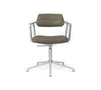 453 Swivel+ Swivel Chair with Floor Sliders Aluminum/ Bosco Green