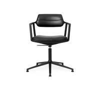 453 Swivel+ Swivel Chair with Floor Sliders Black/ Black Leather