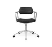 453 Swivel+ Swivel Chair with Wheels Aluminum/ Black Leather