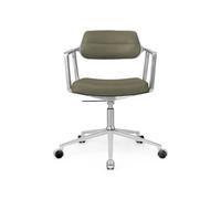 453 Swivel+ Swivel Chair with Wheels Aluminum/ Bosco Green