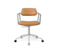 453 Swivel+ Swivel Chair with Wheels Aluminum/ Camel Leather