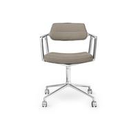453 Swivel Swivel Chair with Wheels Aluminum/ Dark Sand Textile
