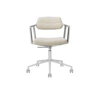 453 Swivel+ Swivel Chair With Wheels Aluminum/Wavy Off White/ Light Gray