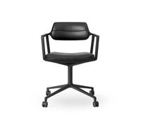 453 Swivel Swivel Chair with Wheels Black/ Black Leather