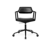 453 Swivel+ Swivel Chair with Wheels Black/ Black Leather