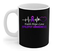 456 Ceramic Cup Faith Hope Love Epilepsy Awareness Purple Eco Friendly Ceramic Mug Personalised Mugs Cups for Christmas Friend Tea Lovers 330Ml