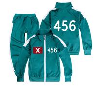 (456 Coat+Pants, 150cm) Kids Squid Season 2 Survival Game Hoodie Pullover Tops+Pants Sport Casual Sets
