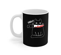 456 Tea Mug Cat What, Funny Cat Black, Murderous Cat with Knife Eco Friendly Custom Mugs with Handle Mugs for Tea Tea Lovers Friend 330Ml