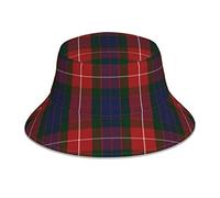 456 Unisex Bucket Hat Fraser Red Tartan Boonie Hat Aldult Lightweight Beach Sun Hat Wide Brim Fishing Hat for Travel Beach Camping