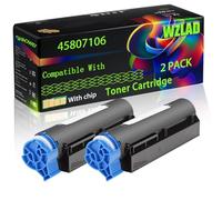 45807106 Compatible for Okidata OKI Toner Cartridge with Chip B412 B432 B512 MB472 MB492 Printers (2-Pack Black)